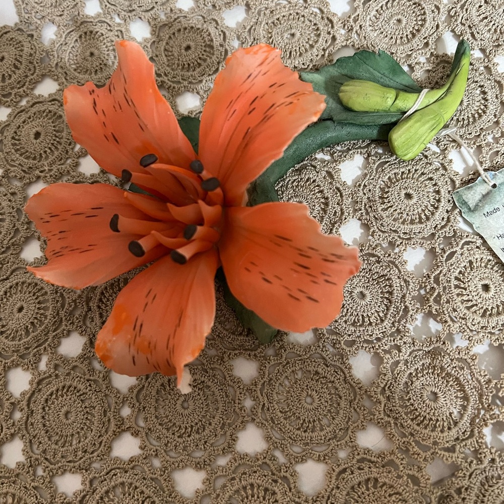 Orange and Green Faux Floral Accent with Lush Lily